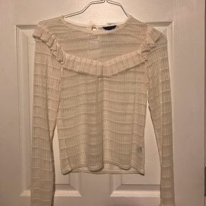 COPY - NEVER WORN! White see through ruffled shirt!